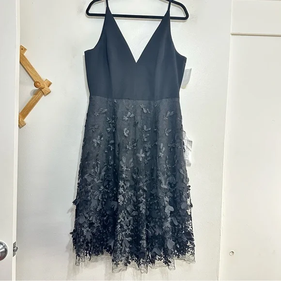 darleen v neck embroidered mesh cocktail dress Dress the Population Darleen V-Neck Embroidered Mesh Cocktail Dress, XXL